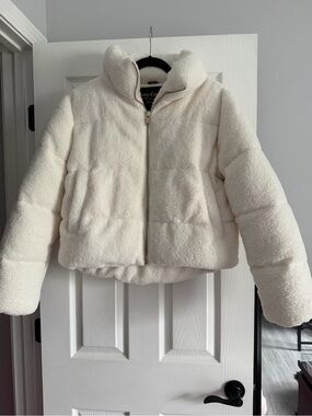 Juicy Couture Cream Sherpa Puffer Jacket